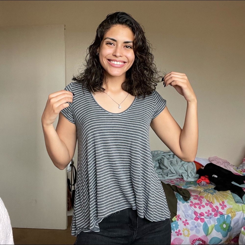 Black and white striped top